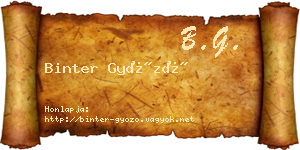 Binter Győző névjegykártya